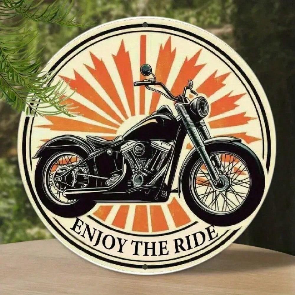 

VANSPRO Retro 8 Inch Round Aluminum Motorcycle Garage Wall Decor Vintage Bar Sign