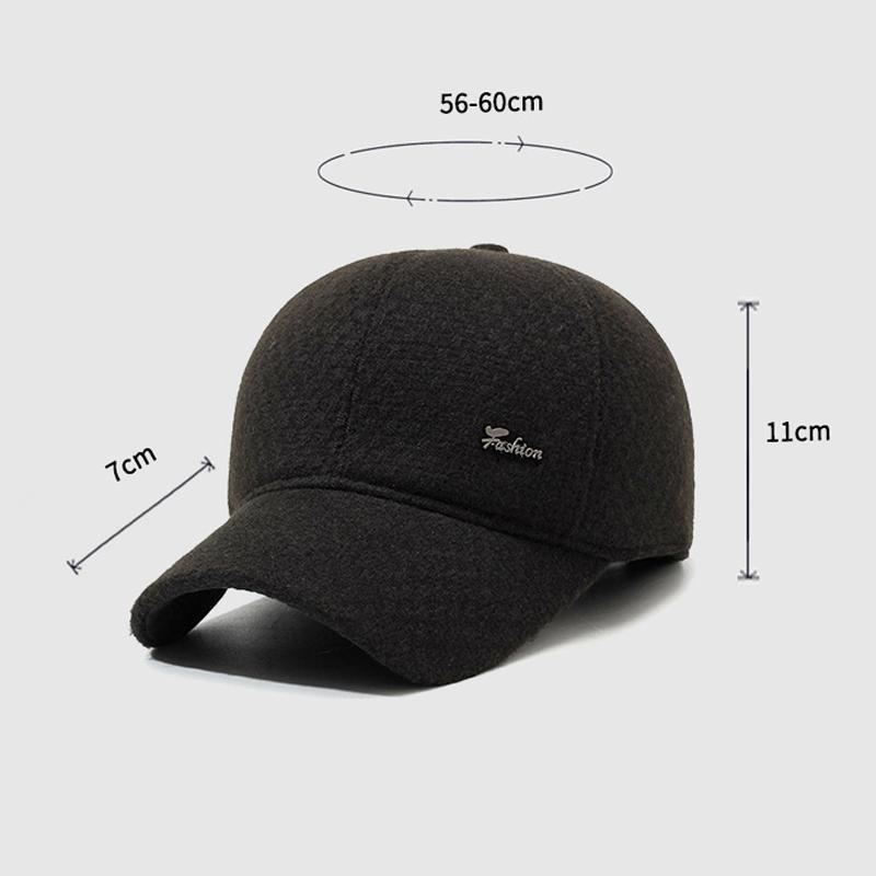 Middle-Aged and Elderly Woolen Baseball Cap Men's Winter Thick Warm Cotton Cap Outdoor Riding Cap