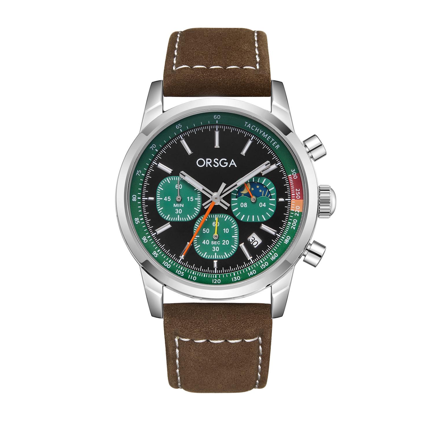 

Мужские часы для бизнеса Модные повседневные Личность Многофункциональные Кварцевые Наручные часы Водонепроницаемые Люминесцентные Стальной ремешок Трехглазковые Шестистрелочные Khaki leather зелёный