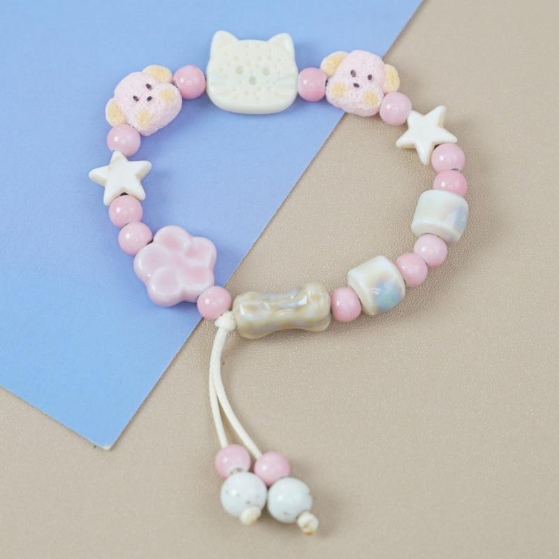 Handgjort Keramiskt Hundarmband Konstnärligt Armband Pärlarmband Keramisk Textur för Unik Stil och Trendigt Bärande