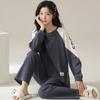 Autumn Winter Waffle Cotton Pajamas for Women Long Sleeves Home Wear Casual Sports Pijamas Round Collar Woman Sleepwear