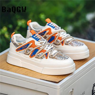 New Men‘s Sneakers Fashion Color Block Casual Shoes Light Breathable Running Shoes Lace Up Platform Shoes Zapatillas De Hombre