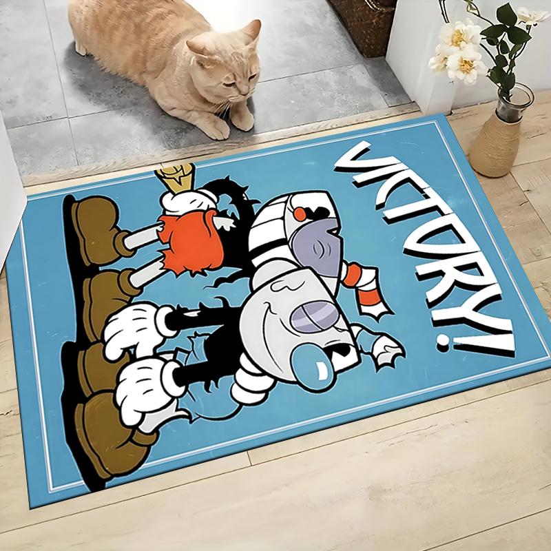 1 Stück Cuphead Mugman Abenteuer Teppich Teppich Anpassbar Weich Waschbar Rutschfest Zuhause Wohnzimmer Sofamatten Personalisierter Teppich 0917249