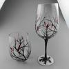 Handmade Painted Glass Wine Glasses Four Seasons Tree Goblet Gift for Friend