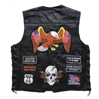 Americká Super Cool Vesta+kožená Vesta+pánské Motocyklové Ramenní Chrániče+čtyřsezónní Cyklistický Klip+23 Klasická Vyšívaná Placka