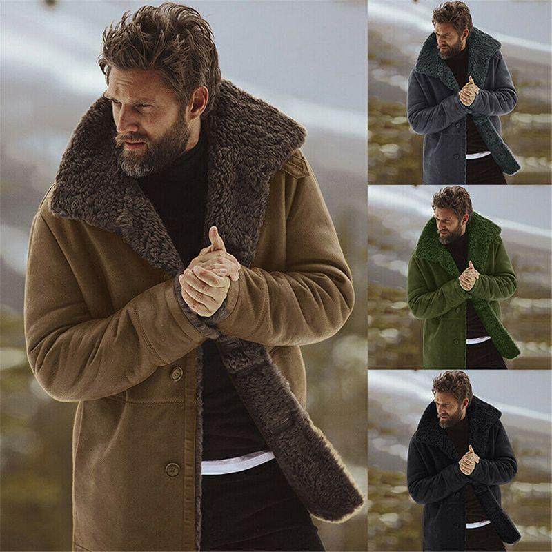 Warm Winter Mens Thick Coat Trench Plain Outwear Jacket Parkas Liner Coat