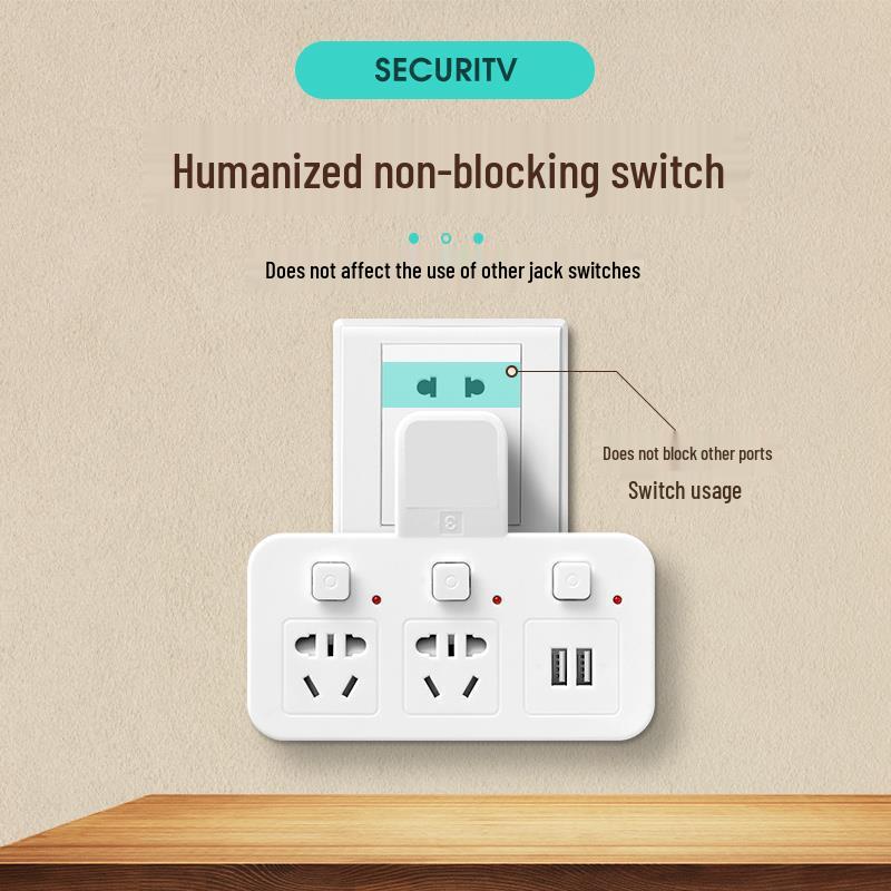 Wandmontierte Multifunktions-Steckdosenleiste mit Doppelsteckdosen