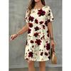Summer Ladies 3D Printed Short Sleeve Dress Fashion Versatile Breathable Trend Casual