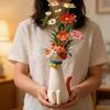 Handcrafted Cat Shaped Flower Planter Cartoon Cat Bud Vase Artistic Plant Pot Ornament  Bedroom