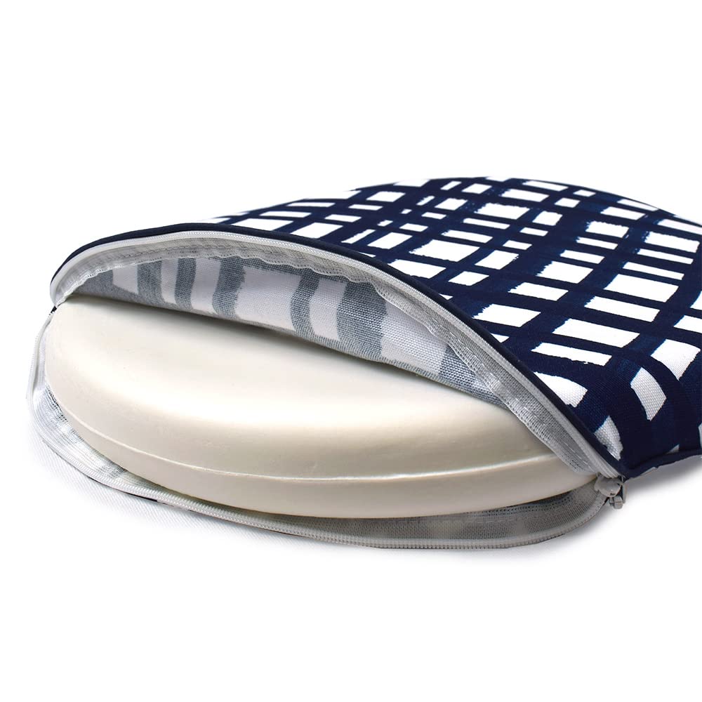 STYLE Decor Seat Cushion X Indigo Check Gingham Check Nordic Modern Stylish Zabuton Car Cushion W3602500 (34cm 34cm)