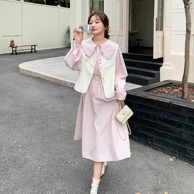 

Весна 2025 Женский комплект из комбинированного жилета с лацканами на высокой талии и длинного платья - AG2516 M (55-60 kg)