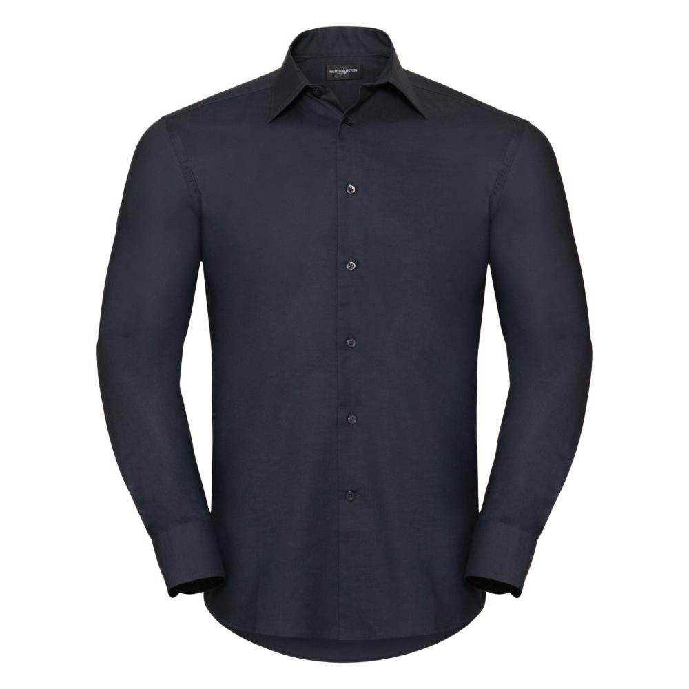 Russell Collection Mens Long Sleeve Easy Care Tailored Oxford Shirt
