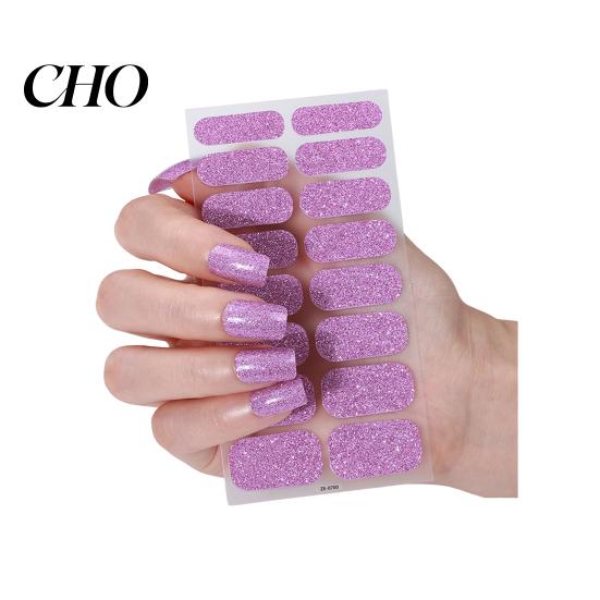 Nail Art Decal Glitter Polish Strips with File Easy Apply Remove Self Adhesive Women Strip Full Sticker Home Manicure DIY Decoration Wrap