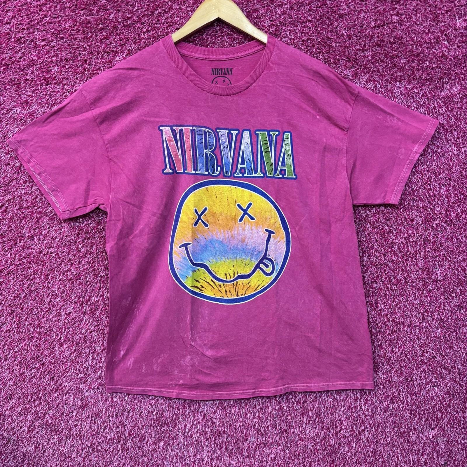 Розовая футболка с логотипом Nirvana  Smiley Face  M