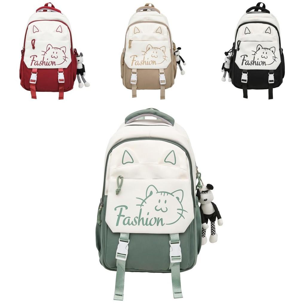 Printed Cat Backpack Large Capacity Breathable Outdoor Leisure Travel Schoolbag