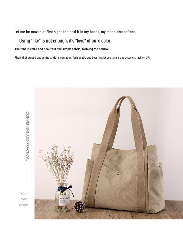2025 Women's Large Canvas Tote: Fashionable, Artistic, and Simple Design with Single Shoulder Strap