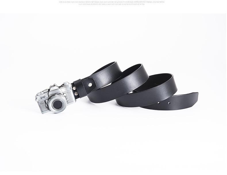 Men's Punk Leather Belt - Artistic Style Cowhide Camera Personality