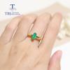 Natural Simple Gemstone Ring Mq 4*8mm Green Agate 18k Gold Over 925 Sterling Silver Fine Jewelry for Girls Daily Wear Nice Gift