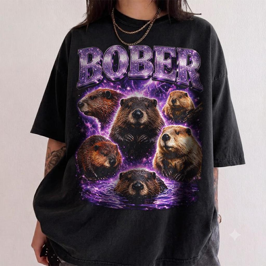 Vintage Bober Meme Shirt, Funny Bootleg Beaver Graphic Tee, Y2K Rap Style Retro Top, Viral TikTok Joke Apparel, Weirdcore Gag Gift