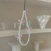 Korea Cute Pink Bowknot Pearl Pendant Beaded Phone Charm For iPhone Accessrioes Lanyard Woman Girl Jewelry Hanging Rope Strap