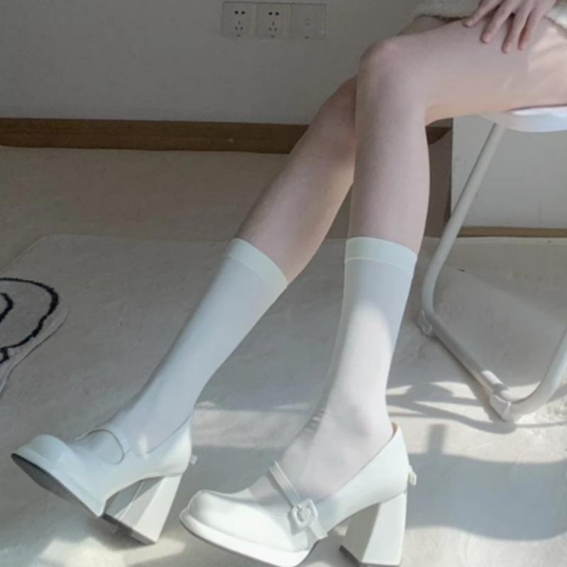 Women Black White Knee High Long Socks Stockings JK Japan Style School Girls Thigh High Stockings Lolita Kawaii Cute Soft Socks