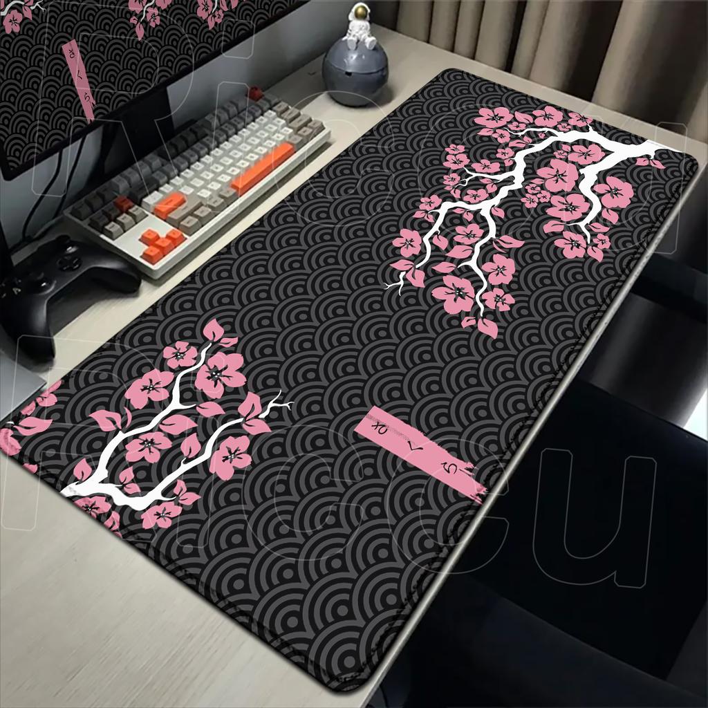 120x60cm Duża Podkładka pod Mysz Sakura Podkładka pod Mysz dla Gracza XXXL Mata pod Mysz Akcesoria Komputerowe Gumowa Mata na Biurko Fioletowa Wiśnia Maty pod Klawiaturę
