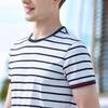 Antonio Men's Striped Silk Blend Round Neck T-Shirt