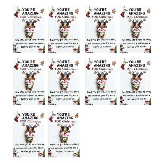 10 Sets Christmas Pocket Hug Gifts Mini Resin Positive Pocket Hug Token with Encouragement Card Emotional Gifts