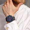BOBO BIRD S18-6 Men's Wooden Watch, Japanese Quartz Chronograph, Luminous, Wooden Gift Box, Blue