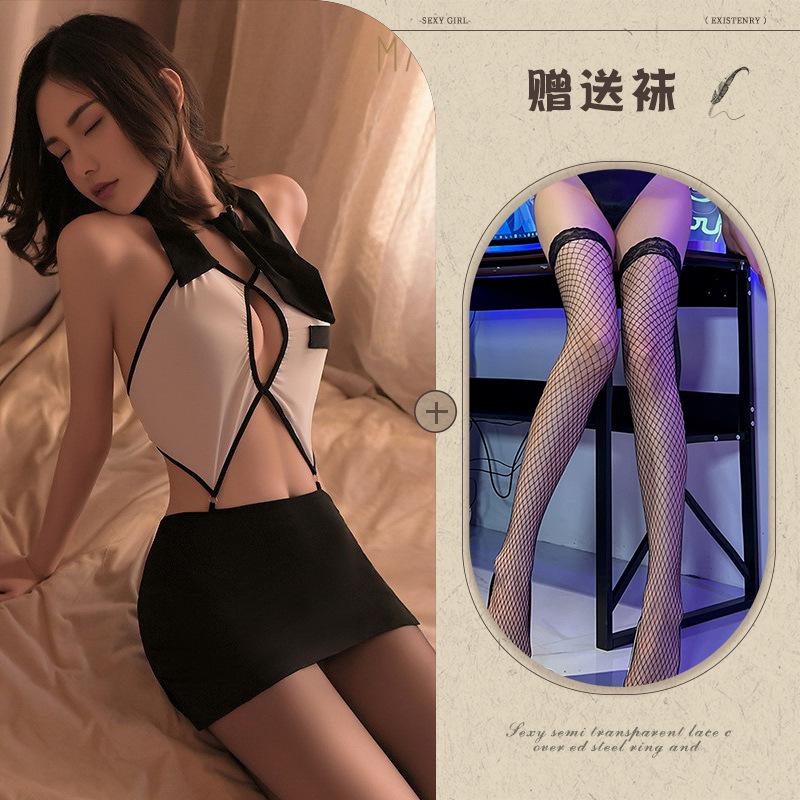 Sex Underwear Sexy Hollow Tie Policewoman Hip Skirt