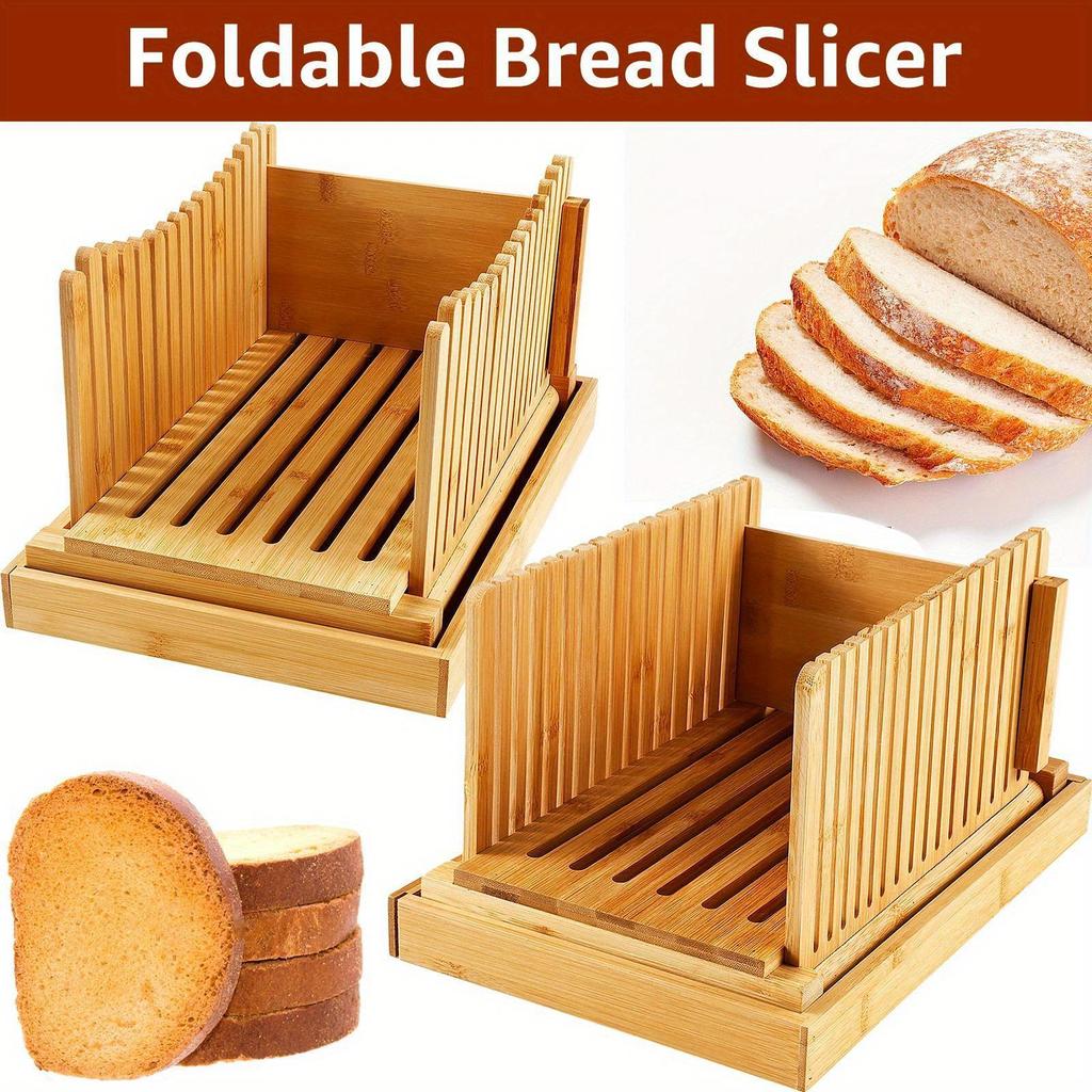 Bamboo Bread Slicer with Crumb Tray for Home Baking