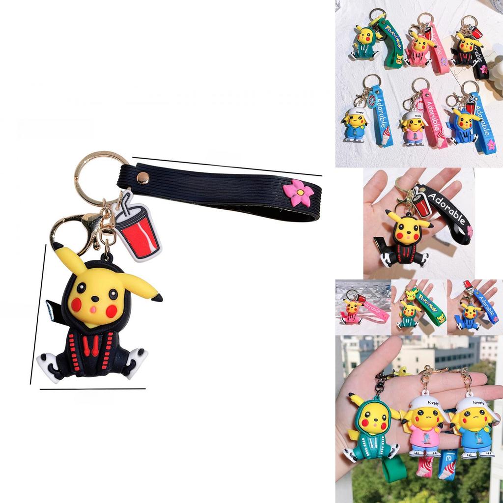 Adorable Silicone Pikachu Keychain Colorful Hoodie Accessory Gift For Birthdays