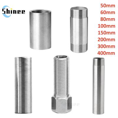 1/8" 1/4" 3/8" 1/2" 3/4" 1 BSP Male Female 50 60 80 100 150 200 300mm Barrel Coupler Nipple Pipe Fitting Connector 304 Stainless