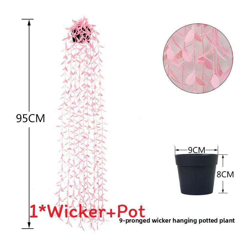 Faux Hanging Vine Plant With Green Leaves For Balcony And Party Decoration