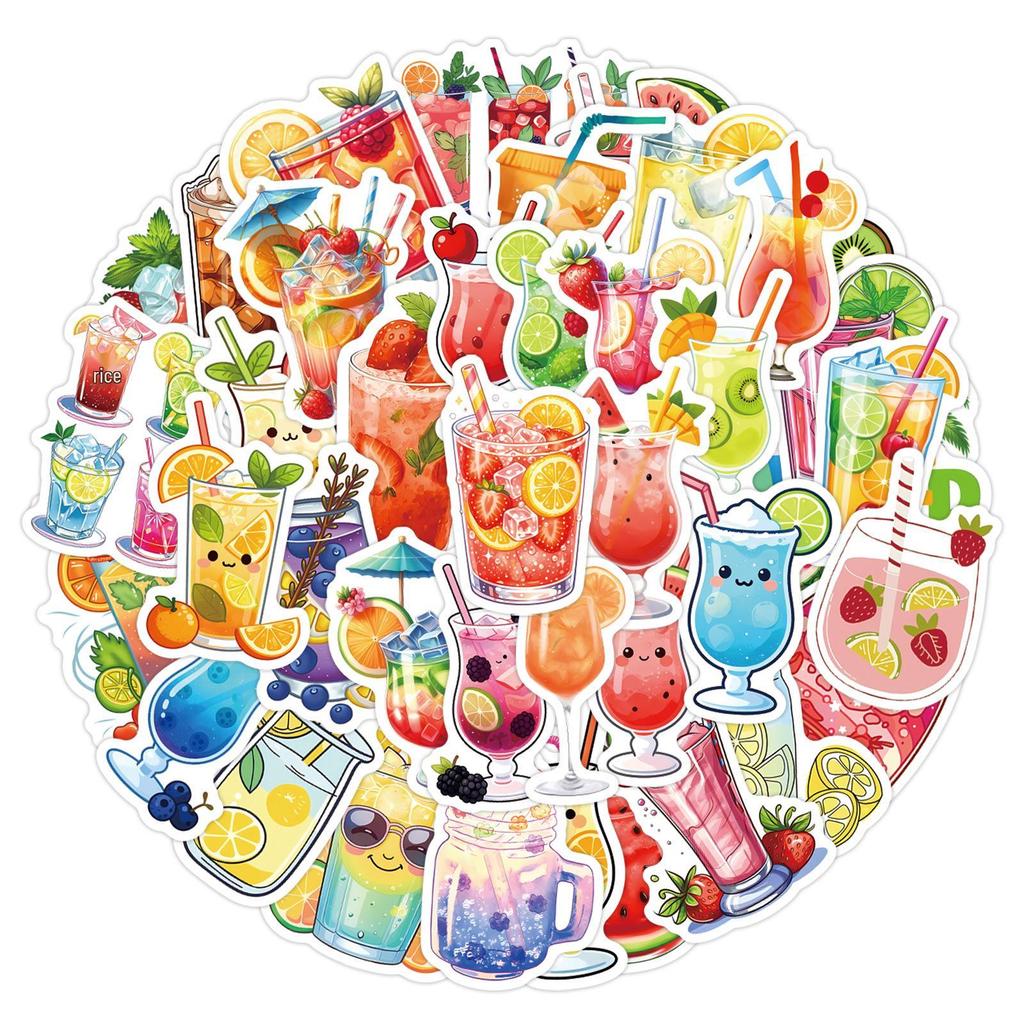 64 Summer Drink Graffiti Stickers: Waterproof Decoration for Skateboards, Notebooks, Water Cups