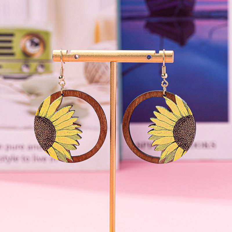 

Bohemian Sunflower Wooden Acrylic Earrings 295