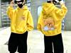 Y2K Cute Afternoon Tea Teddy Bear Printed Boys' and Girls' Loose Casual Long-Sleeved Children's Hooded Shirt