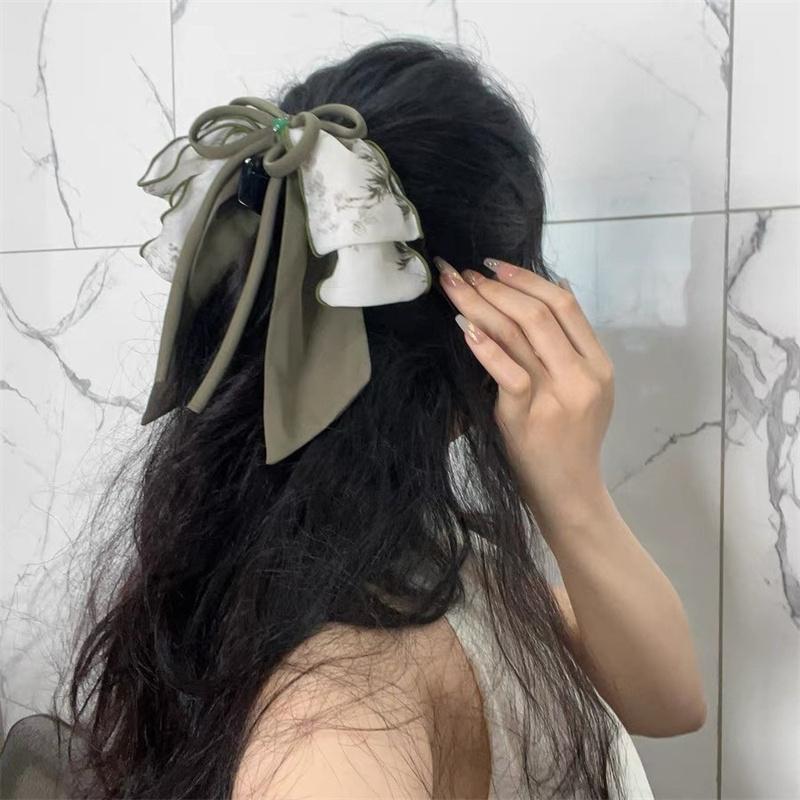 Malowanie tuszem spinka do włosów - Klips kokarda motyl w stylu chińskim, Zen akcesoria do włosów