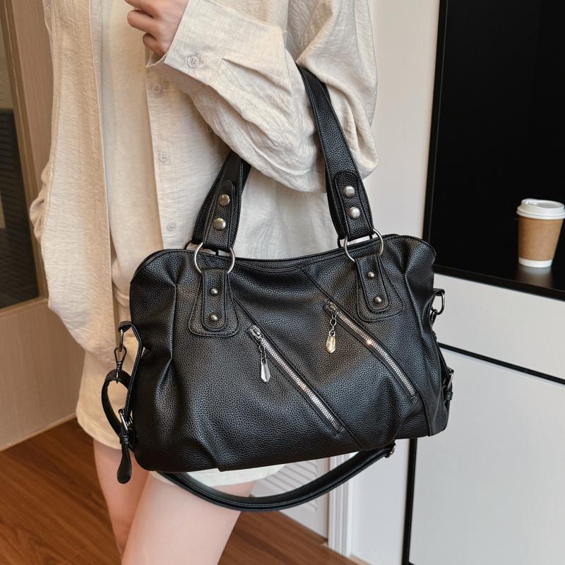 Shoulder Bag Women's 2 Large Capacity Commuter Crossbody Bag PU Portable Tote Bag