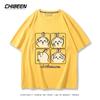 Chiikawa Cute Four-cell Pattern T-shirt Summer High Quality 100% Cotton T-shirt Casual Comfortable Loose Men's T-shirt