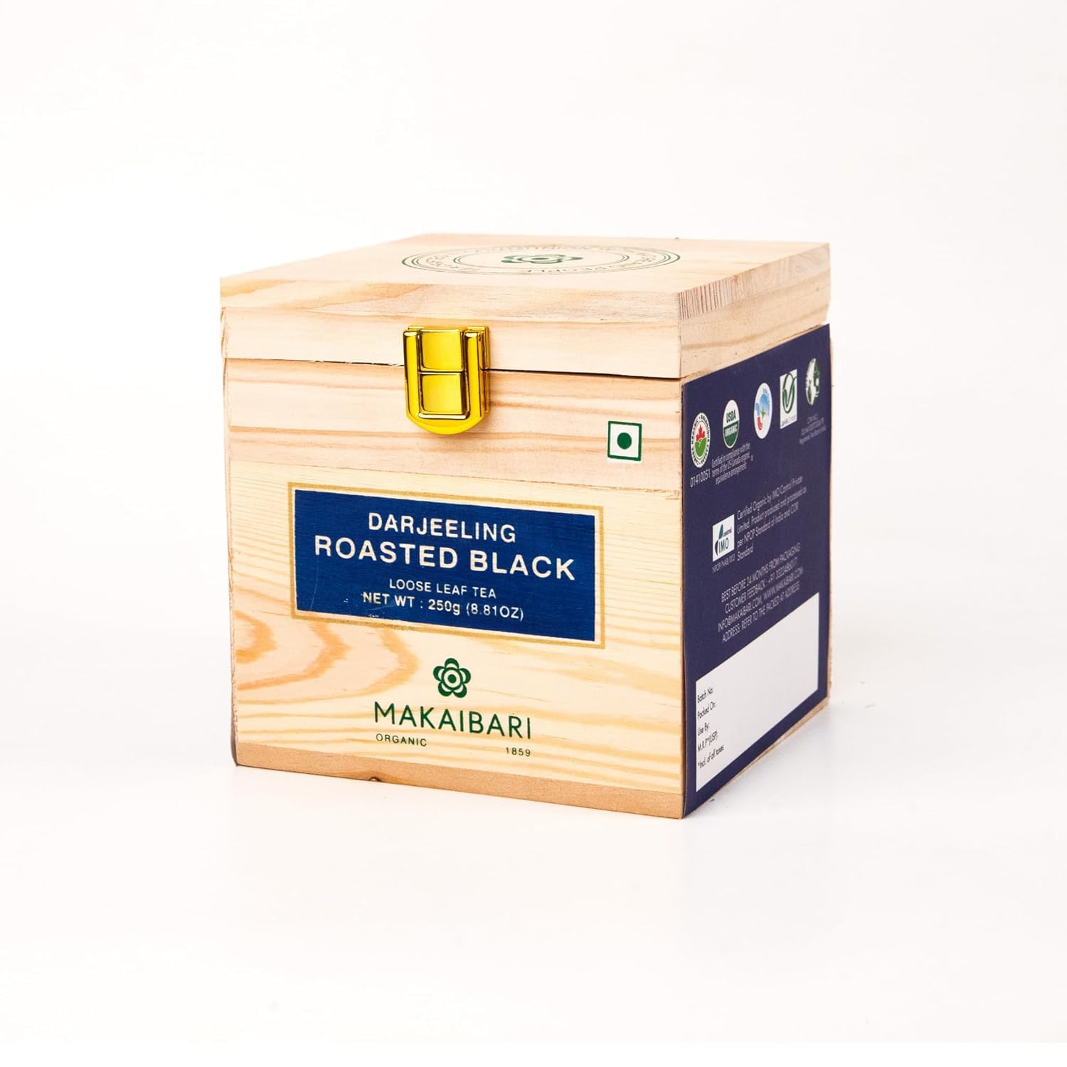 Makaibari Roasted Darjeeling Black Tea 250g Loose Leaf Chestlets Box USDA Organic Smoky Premium Darjeeling Tea