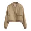 Women Fashion With Pockets Bomber Jacket Coats Vintage Long Sleeve Front Button Casual Female Outerwear Chic Tops