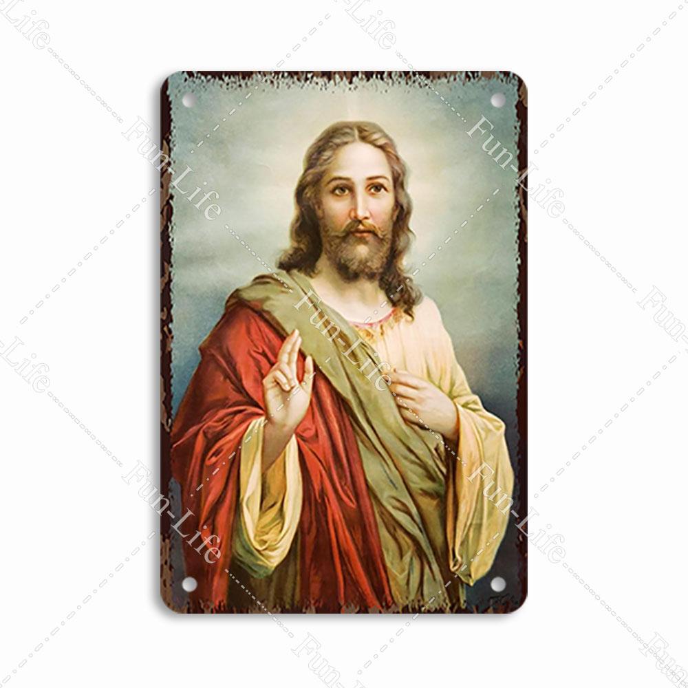 Christianity Vintage Decorative Metal Tin Sign Virgin Mary Retro Plaque Wall Decor Plate Jesus  Bar Pub Club Art Poster 20x30cm