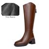 Fashion Women Winter Boots Genuine Leather Natural Wool Warm Female Knight Boots Square Toe Back Zipper Western Cowboy Boots Women