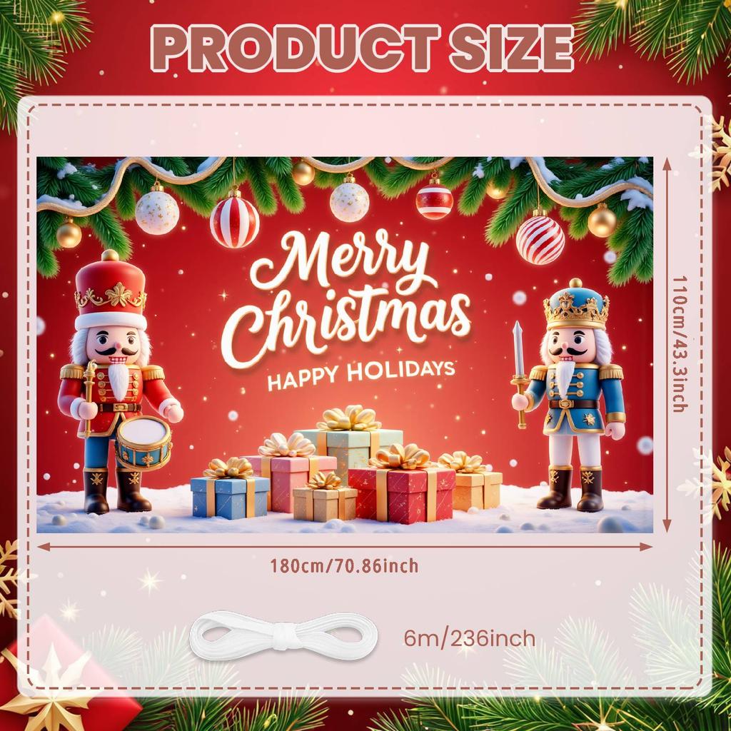 Holiday Decor Banner Gift Boxes Christmas Decoration Banner Holiday Banner Pine Branches For Winter Festival Office Party