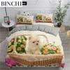 Pomeranian Dog King Queen Duvet Cover Puppy Bedding Collection For Teens Adults Pet Animal Colorful Sky 23Pcs Polyester Quilt Cover