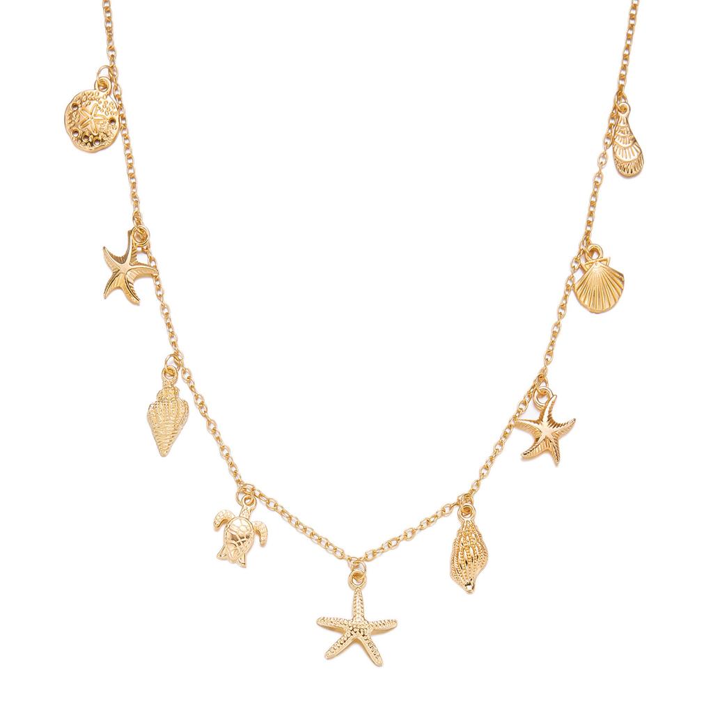 Women's Beach Pendant Necklace Fashion   Pendant Gold Chain Necklace Beach Jewelry Ocean   Conch Pendant Necklace Women