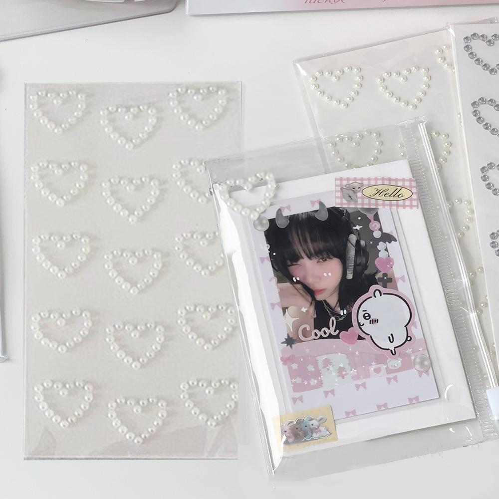 3D Star Heart Shaped Pearls Crystal Stickers Kids DIY Self Adhesive Jewel Crafts Sparkly Rhinestone Stationery Stickers Girls