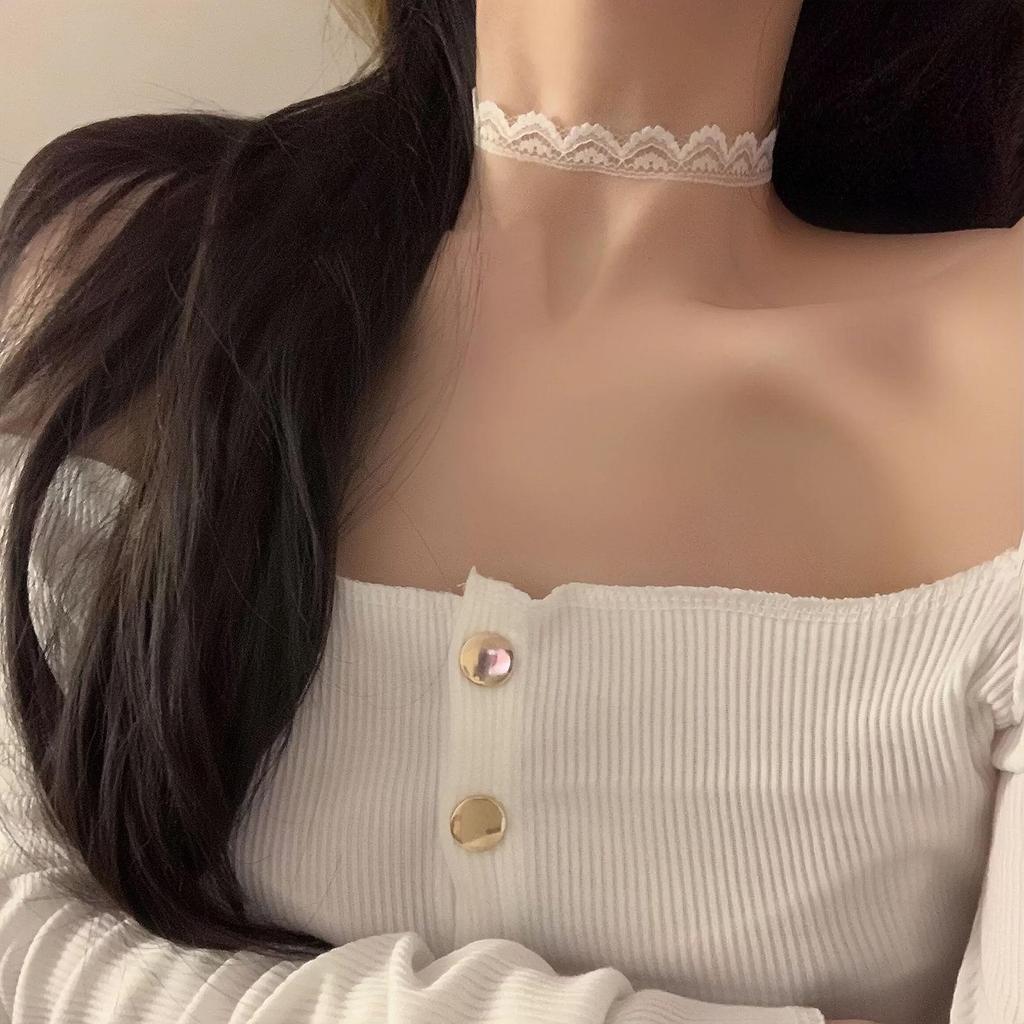 Spicy Girl Black Lace Choker Necklace - Temperament Clavicle Chain Women's Accessory