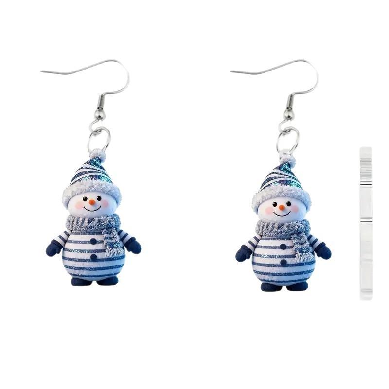 

Holiday Themed Acrylic Ear Ornaments With Cartoon Snowman For Seasonal Fashion